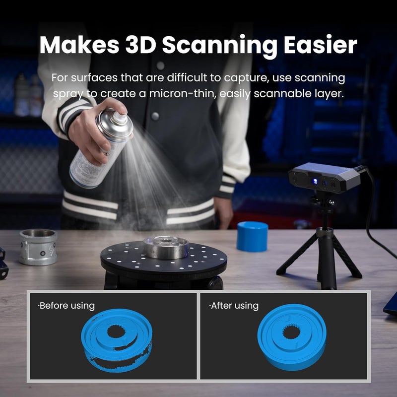 Revopoint 3D Scanning Spray for 3D Scanners, No Cleaning Needed, for Transparent, Reflective or Highly Textured Surfaces Objects, 400ml - Image 2